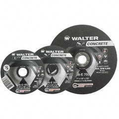 WALTER Surface Technologies - 24 Grit, 7" Wheel Diam, 1/4" Wheel Thickness, 7/8" Arbor Hole, Type 27 Depressed Center Wheel - Aluminum Oxide, Resinoid Bond, 8,600 Max RPM - USA Tool & Supply
