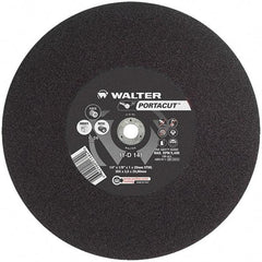 WALTER Surface Technologies - 14" 24 Grit Aluminum Oxide Cutoff Wheel - 1/8" Thick, 20mm Arbor, 5,400 Max RPM, Use with Electric & Gas Powered Saws - USA Tool & Supply