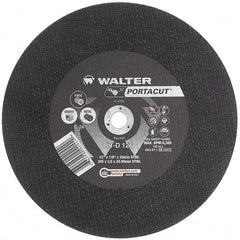 WALTER Surface Technologies - 12" 24 Grit Aluminum Oxide Cutoff Wheel - 1/8" Thick, 20mm Arbor, 6,300 Max RPM, Use with Electric & Gas Powered Saws - USA Tool & Supply