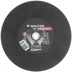 WALTER Surface Technologies - 14" 24 Grit Aluminum Oxide Cutoff Wheel - 1/8" Thick, 20mm Arbor, 5,400 Max RPM, Use with Electric & Gas Powered Saws - USA Tool & Supply