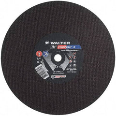 WALTER Surface Technologies - 16" 30 Grit Aluminum Oxide Cutoff Wheel - 7/64" Thick, 1" Arbor, 3,800 Max RPM, Use with Chop Saws - USA Tool & Supply