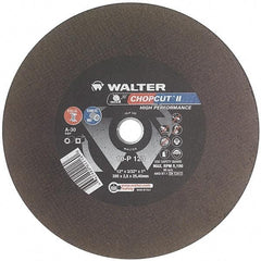 WALTER Surface Technologies - 12" 30 Grit Aluminum Oxide Cutoff Wheel - 3/32" Thick, 1" Arbor, 5,100 Max RPM, Use with Chop Saws - USA Tool & Supply