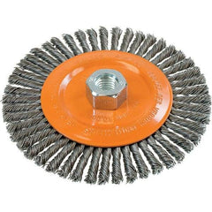 WALTER Surface Technologies - 6" OD, 5/8-11 Arbor Hole, Stringer Bead Steel Wheel Brush - 1/4" Face Width, 0.02" Filament Diam, 10,000 RPM - USA Tool & Supply