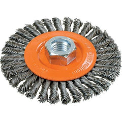 WALTER Surface Technologies - 4" OD, 5/8-11 Arbor Hole, Stringer Bead Steel Wheel Brush - 3/16" Face Width, 0.02" Filament Diam, 20,000 RPM - USA Tool & Supply