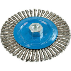 WALTER Surface Technologies - 6" OD, 5/8-11 Arbor Hole, Stringer Bead Stainless Steel Wheel Brush - 1/4" Face Width, 0.02" Filament Diam, 10,000 RPM - USA Tool & Supply