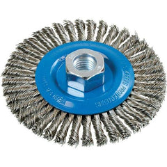 WALTER Surface Technologies - 4-1/2" OD, 5/8-11 Arbor Hole, Stringer Bead Stainless Steel Wheel Brush - 3/16" Face Width, 0.02" Filament Diam, 15,000 RPM - USA Tool & Supply