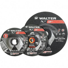 WALTER Surface Technologies - 24 Grit, 9" Wheel Diam, 1/4" Wheel Thickness, Type 28 Depressed Center Wheel - Aluminum Oxide, Resinoid Bond, 6,600 Max RPM - USA Tool & Supply