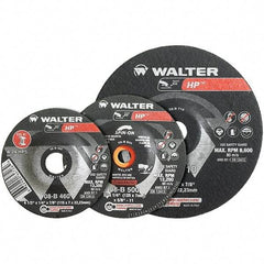 WALTER Surface Technologies - 24 Grit, 5" Wheel Diam, 1/4" Wheel Thickness, Type 27 Depressed Center Wheel - Aluminum Oxide, Resinoid Bond, 12,200 Max RPM - USA Tool & Supply