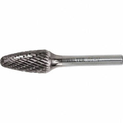 WALTER Surface Technologies - 1/4" Cut Diam, 1/4" Shank Diam, Tree Head Double Cut Burr - Carbide, 5/8" LOC - USA Tool & Supply