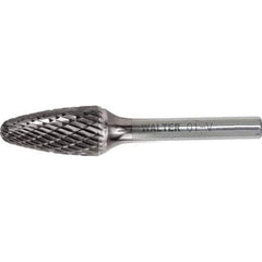 WALTER Surface Technologies - 1/2" Cut Diam, 1/4" Shank Diam, Tree Head Double Cut Burr - Carbide, 1" LOC - USA Tool & Supply