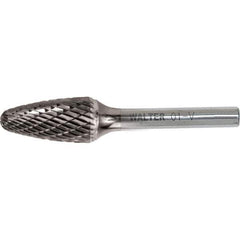WALTER Surface Technologies - 7/16" Cut Diam, 1/4" Shank Diam, Tree Head Double Cut Burr - Carbide, 1" LOC - USA Tool & Supply