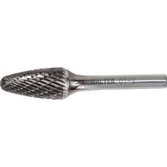 WALTER Surface Technologies - 1/2" Cut Diam, 1/4" Shank Diam, Tree Head Double Cut Burr - Carbide, 1" LOC - USA Tool & Supply