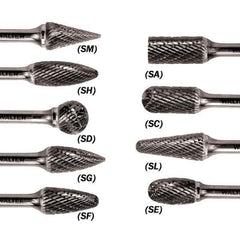 WALTER Surface Technologies - 5/16" Cut Diam, 1/4" Shank Diam, Taper Head Double Cut Burr - Carbide, 3/4" LOC - USA Tool & Supply