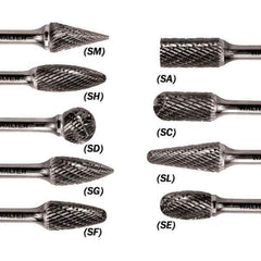 WALTER Surface Technologies - 1/4" Cut Diam, 1/4" Shank Diam, Taper Head Double Cut Burr - Carbide, 5/8" LOC - USA Tool & Supply