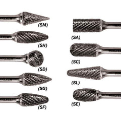 WALTER Surface Technologies - 5/16" Cut Diam, 1/4" Shank Diam, Flame Head Double Cut Burr - Carbide, 3/4" LOC - USA Tool & Supply