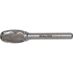 WALTER Surface Technologies - 3/8" Cut Diam, 1/4" Shank Diam, Egg Head Double Cut Burr - Carbide, 5/8" LOC - USA Tool & Supply