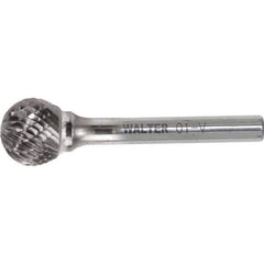 WALTER Surface Technologies - 1/2" Cut Diam, 1/4" Shank Diam, Cylinder Head Double Cut Burr - Carbide, 1" LOC, 7" OAL - USA Tool & Supply
