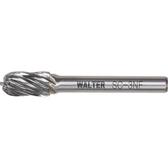 WALTER Surface Technologies - 3/8" Cut Diam, 1/4" Shank Diam, Cylinder Ball End Head Double Cut Burr - Carbide, 3/4" LOC - USA Tool & Supply