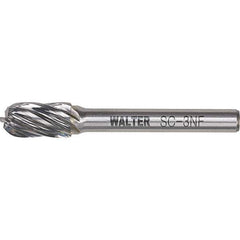 WALTER Surface Technologies - 7/16" Cut Diam, 1/4" Shank Diam, Cylinder Ball End Head Double Cut Burr - Carbide, 1" LOC - USA Tool & Supply