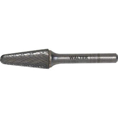 WALTER Surface Technologies - 3/8" Cut Diam, 1/4" Shank Diam, Cone Head Double Cut Burr - Carbide, 1-1/16" LOC - USA Tool & Supply