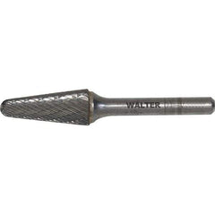 WALTER Surface Technologies - 5/8" Cut Diam, 1/4" Shank Diam, Cone Head Double Cut Burr - Carbide, 3/16" LOC - USA Tool & Supply