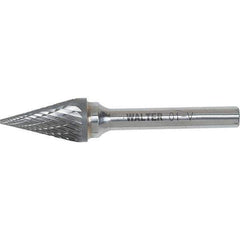 WALTER Surface Technologies - 3/8" Cut Diam, 1/4" Shank Diam, Cone Head Double Cut Burr - Carbide, 5/8" LOC - USA Tool & Supply