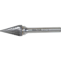 WALTER Surface Technologies - 1/4" Cut Diam, 1/4" Shank Diam, Cone Head Double Cut Burr - Carbide, 3/4" LOC - USA Tool & Supply