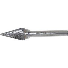 WALTER Surface Technologies - 1/8" Cut Diam, 1/8" Shank Diam, Cone Head Double Cut Burr - Carbide, 7/16" LOC - USA Tool & Supply