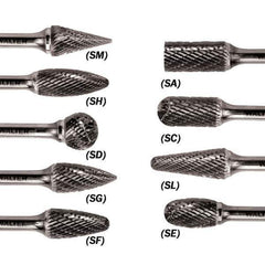 WALTER Surface Technologies - 1/2" Cut Diam, 1/4" Shank Diam, Ball Head Double Cut Burr - Carbide, 7/16" LOC - USA Tool & Supply