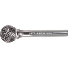 WALTER Surface Technologies - 1/8" Cut Diam, 1/8" Shank Diam, Ball Head Double Cut Burr - Carbide, 1/8" LOC - USA Tool & Supply
