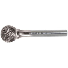 WALTER Surface Technologies - 5/8" Cut Diam, 1/4" Shank Diam, Ball Head Double Cut Burr - Carbide, 9/16" LOC - USA Tool & Supply