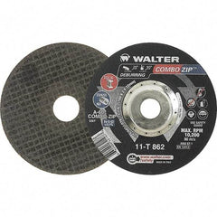 WALTER Surface Technologies - 60 Grit, 6" Wheel Diam, 5/64" Wheel Thickness, 7/8" Arbor Hole, Type 27 Depressed Center Wheel - 10,200 Max RPM - USA Tool & Supply