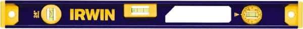 Irwin - 24" Long 3 Vial I-Beam Level - Aluminum, Blue/Yellow, 1 Plumb & 2 Level Vials - USA Tool & Supply