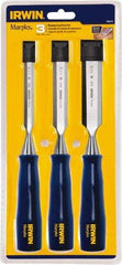 Irwin - 3 Piece Wood Chisel Set - Polypropylene, Sizes Included 1/2 to 1" - USA Tool & Supply