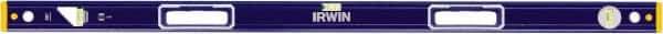 Irwin - 48" Long 3 Vial Box Beam Level - Aluminum, Blue/Yellow, 1 Level & 2 Plumb Vials - USA Tool & Supply