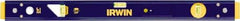 Irwin - 24" Long 3 Vial Box Beam Level - Aluminum, Blue/Yellow, 1 Level & 2 Plumb Vials - USA Tool & Supply