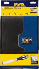 Irwin - 5 Piece Wood Chisel Set - Acetate, Sizes Included 1/4 to 1-1/4" - USA Tool & Supply