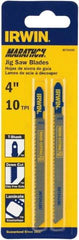 Irwin Blades - 4" Long x 0.059" Thick x 0.283" Wide, 10 Teeth per Inch, Carbon Steel Jig Saw Blade - Toothed Edge, T-Shank, Fleam Ground Tooth Set - USA Tool & Supply