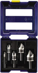 Irwin - 5 Piece, 1/4 to 3/4" Head Diam, 82° Included Angle, Single End Countersink Set - USA Tool & Supply