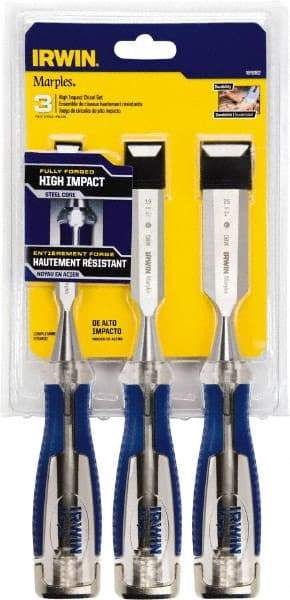 Irwin - 3 Piece Wood Chisel Set - Acetate, Sizes Included 1/2 to 1" - USA Tool & Supply