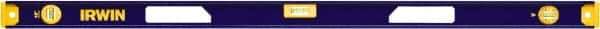 Irwin - Magnetic 48" Long 3 Vial I-Beam Level - Aluminum, Blue/Yellow, 1 Plumb & 2 Level Vials - USA Tool & Supply