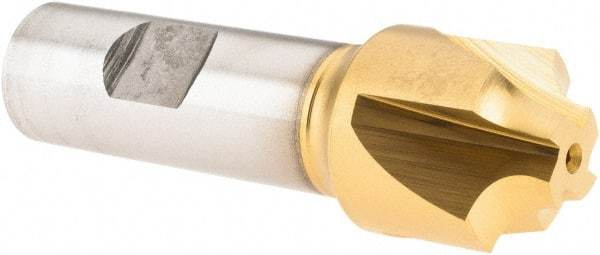 Melin Tool - 1/4" Radius, 1" Mill Diam, 4 Flute Cobalt Corner Rounding End Mill - Single End, TiN Finish, 1/2" Tip Diam, 3-1/4" OAL, 1" Shank Diam - USA Tool & Supply