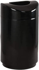 Rubbermaid - 30 Gal Black Round Decorative Waste Receptacle With Top - Metal, 851mm High - USA Tool & Supply