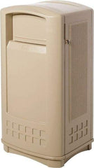 Rubbermaid - 35 Gal Beige Rectangle Decorative Waste Receptacle With Top - 1,044mm High x 543.56mm Long x 515.62mm Wide - USA Tool & Supply