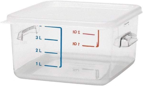 Rubbermaid - Square, Clear Polycarbonate Food Storage Container - 4.8" High x 8.8" Wide x 8.8" Long - USA Tool & Supply