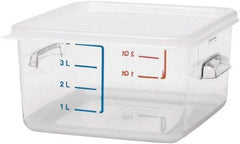 Rubbermaid - Square, Clear Polycarbonate Food Storage Container - 4.8" High x 8.8" Wide x 8.8" Long - USA Tool & Supply