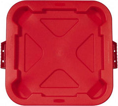 Rubbermaid - Square Lid for Use with 28 Gal Square Trash Cans - Red, Polyethylene, For Brute Trash Cans - USA Tool & Supply