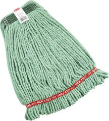 Rubbermaid - Green Head Band, Medium Blended Fiber Loop End Mop Head - Clamp Jaw & Side Loading Connection - USA Tool & Supply