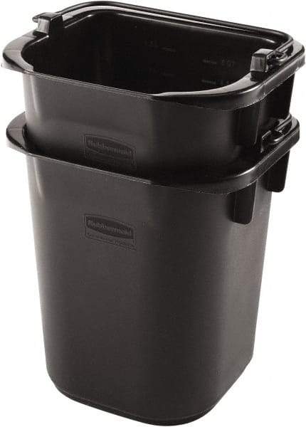 Rubbermaid - 5 Qt, 215.9mm High, Plastic Rectangular Black Single Pail - Handle Included, 190.5mm Top Length x 234.95mm Top Width - USA Tool & Supply