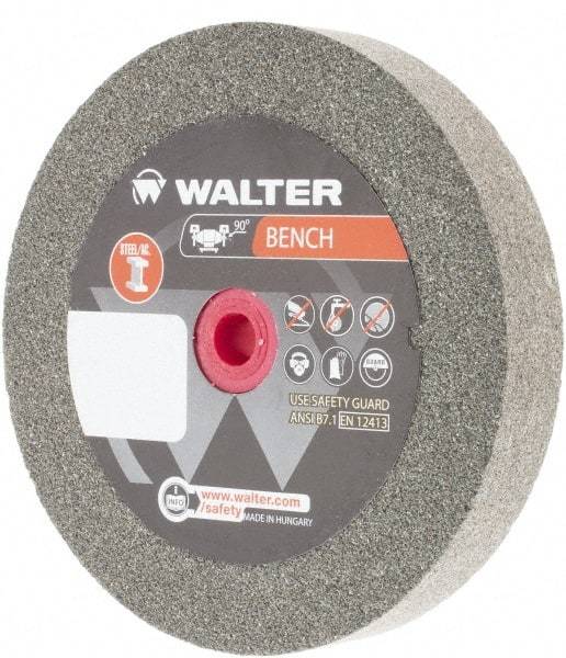 WALTER Surface Technologies - 80 Grit Aluminum Oxide Bench & Pedestal Grinding Wheel - 6" Diam x 1" Hole x 1" Thick, 4100 Max RPM, Fine Grade, Vitrified Bond - USA Tool & Supply